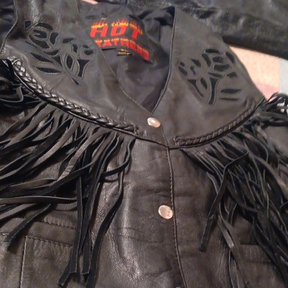 hot leathers Jackets & Blazers - Hot Leathers Black Fringe Leather Vest